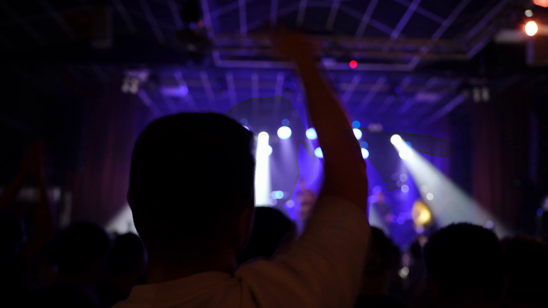 Enthusiastic Concertgoer Raises Hand In Stock Footage SBV-352517163 ...
