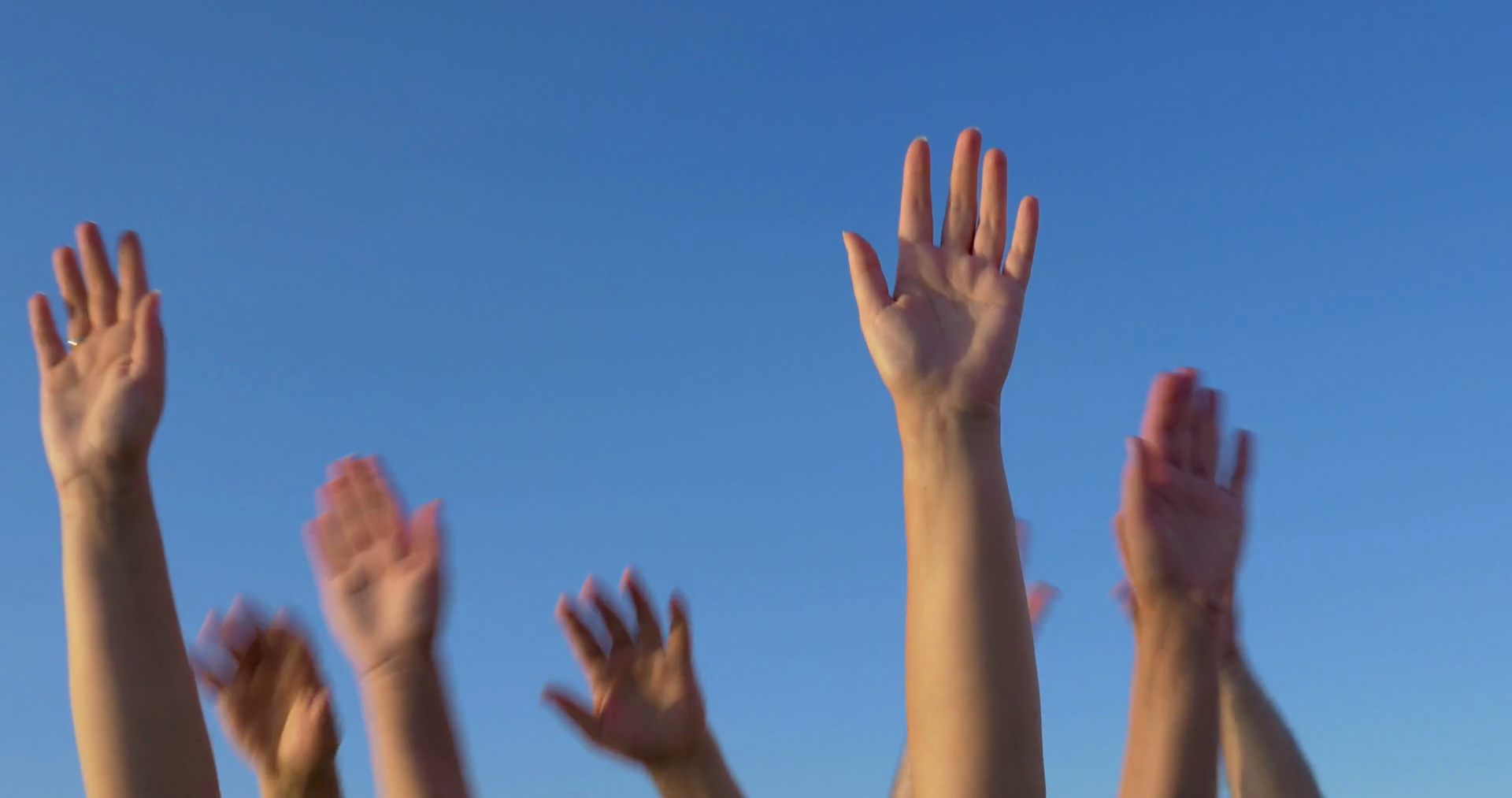 Raised Hands Against Blue Sky Stock Footage SBV346500020 Storyblocks