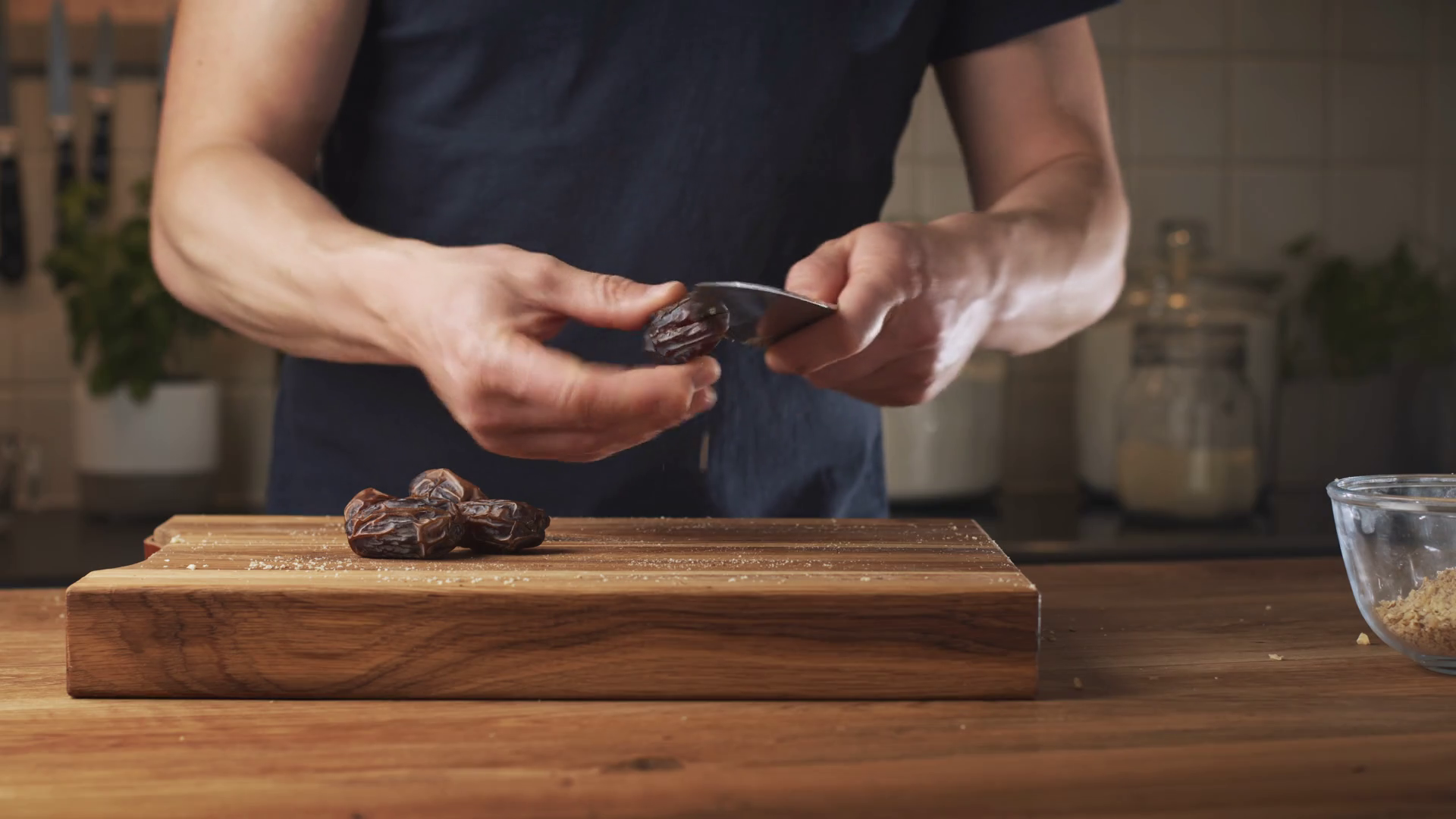 A Man Making Date Walnut Sweets At Home Stock Footage SBV348845436