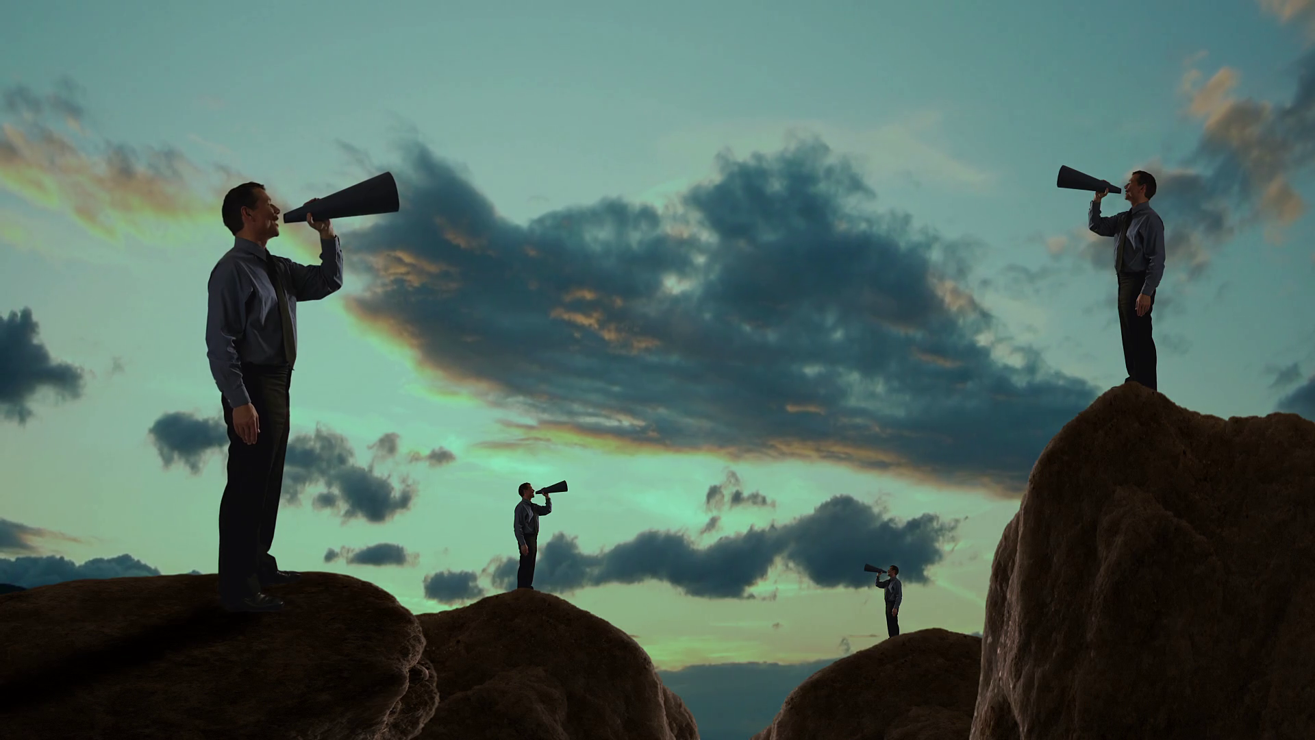 Businessmen Talking Into Megaphones On Stock Footage SBV300560416