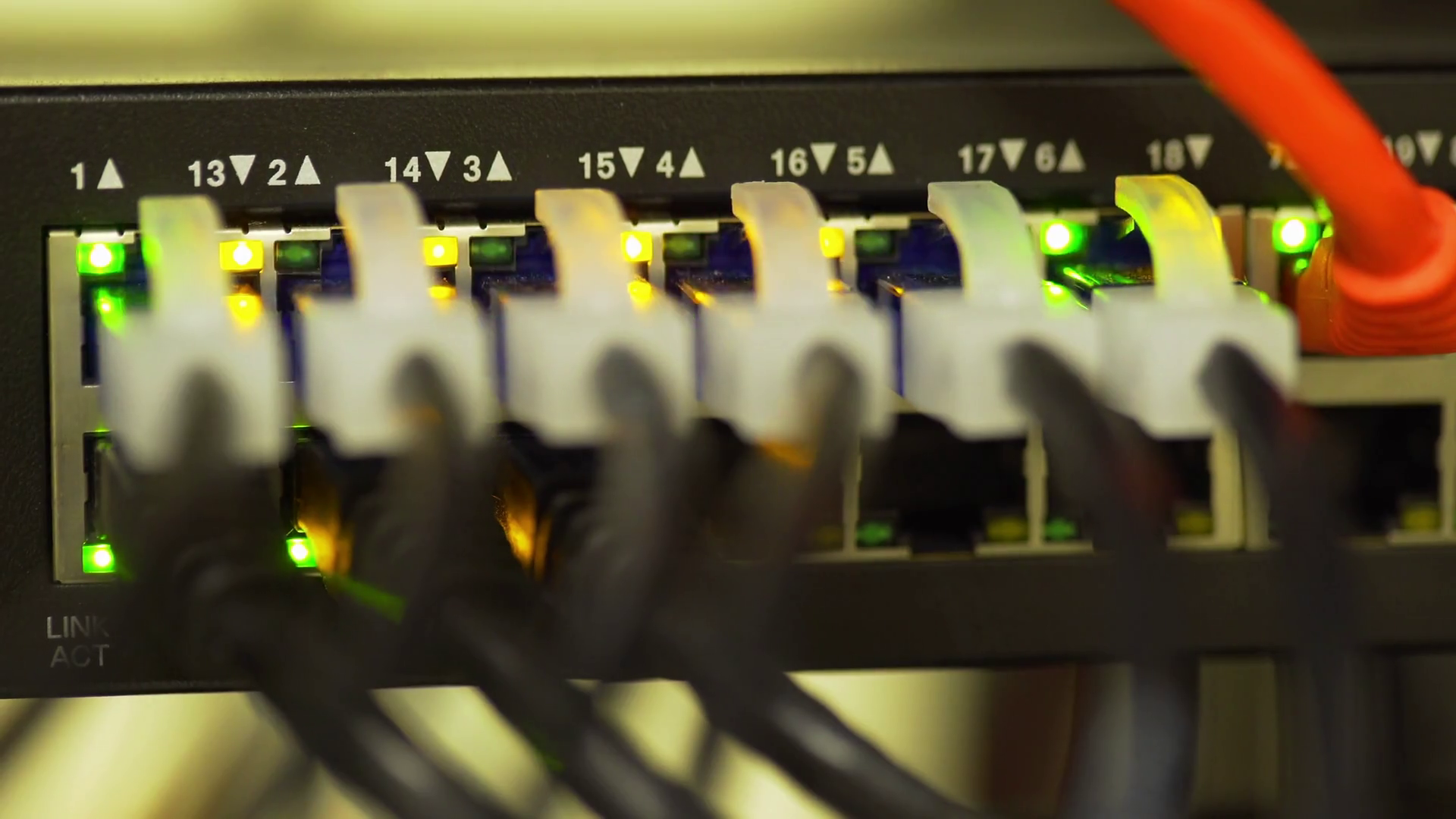 corporate network switch blinking 4k Stock Video Footage 0014