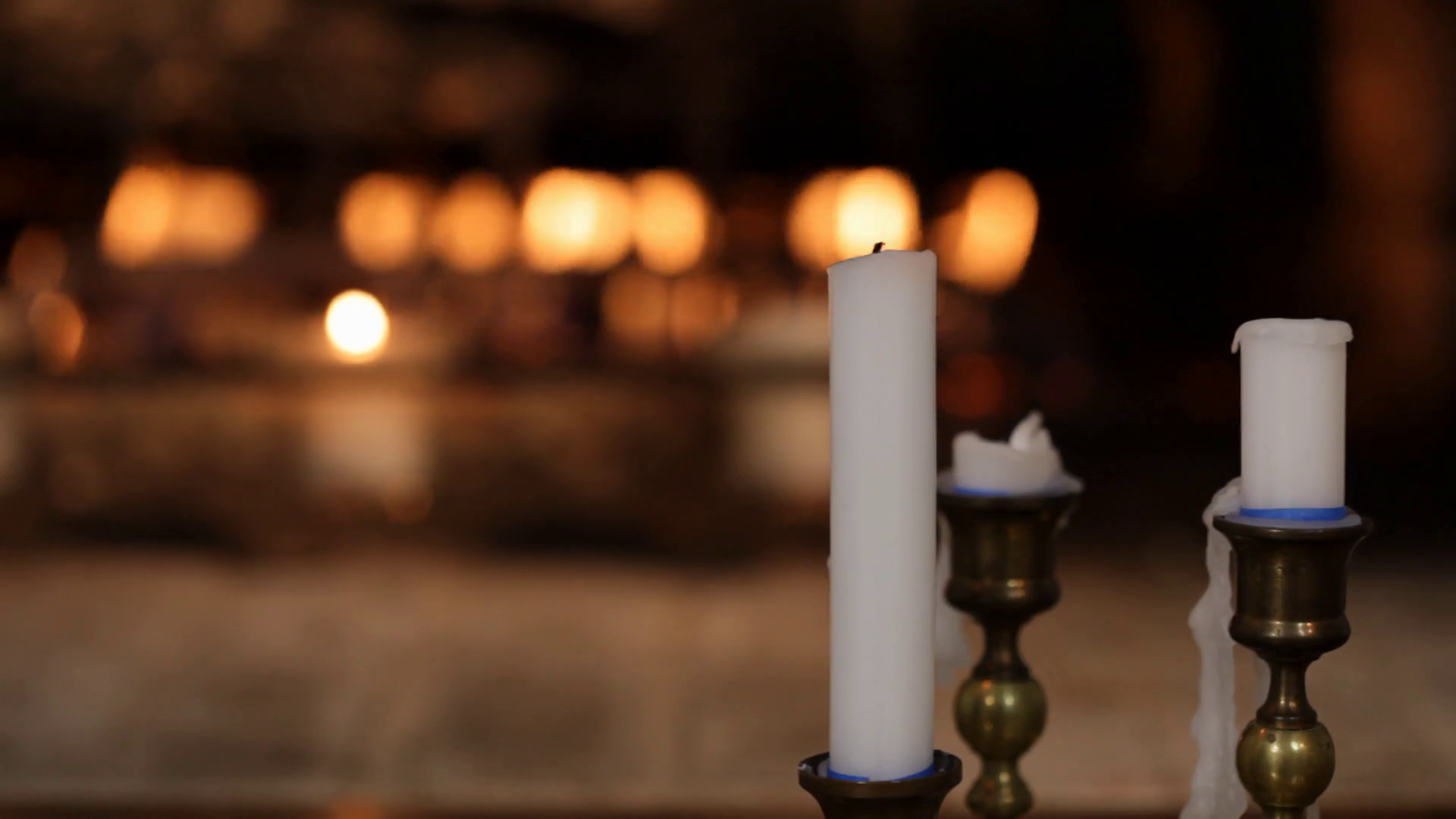 Lighting Candles In Front Of Fireplace Stock Footage SBV301085835