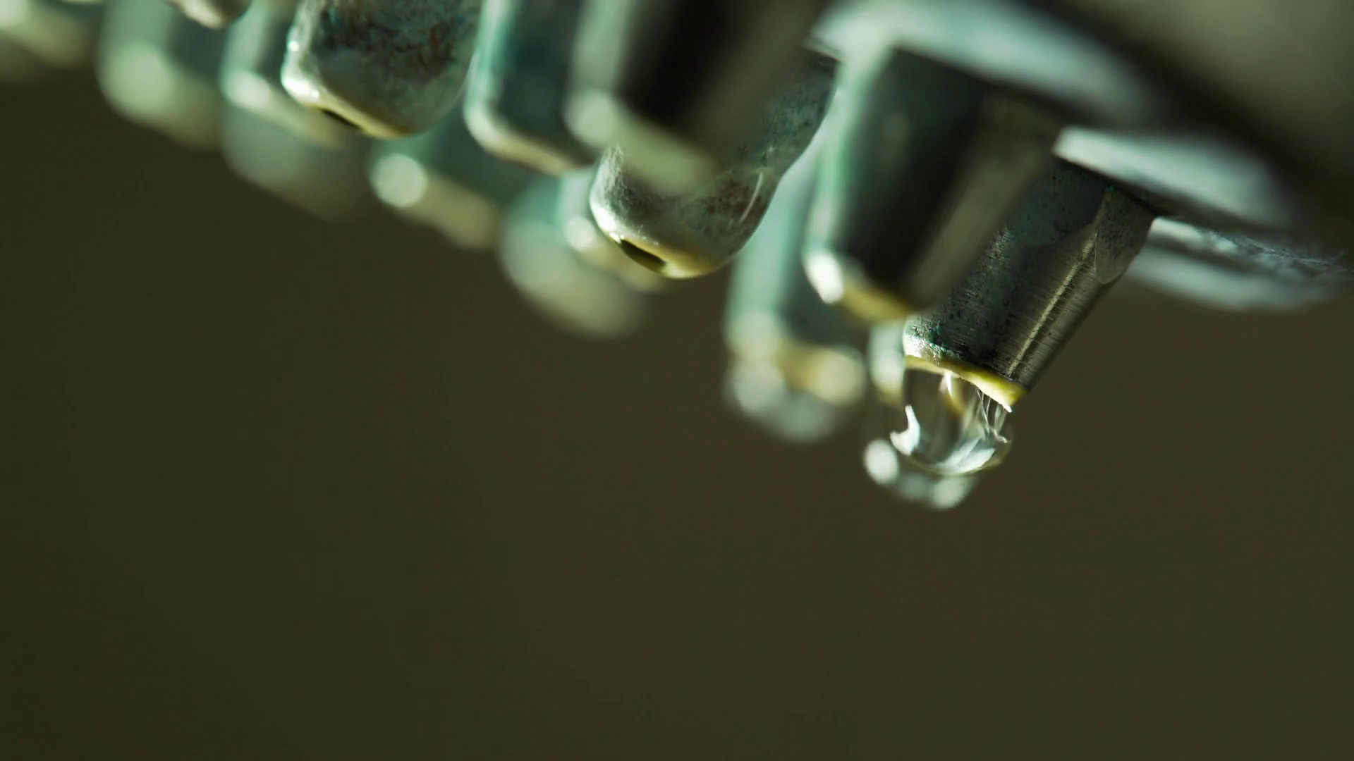 Macro Water Dripping From Corroded Shower Stock Footage SBV305979649