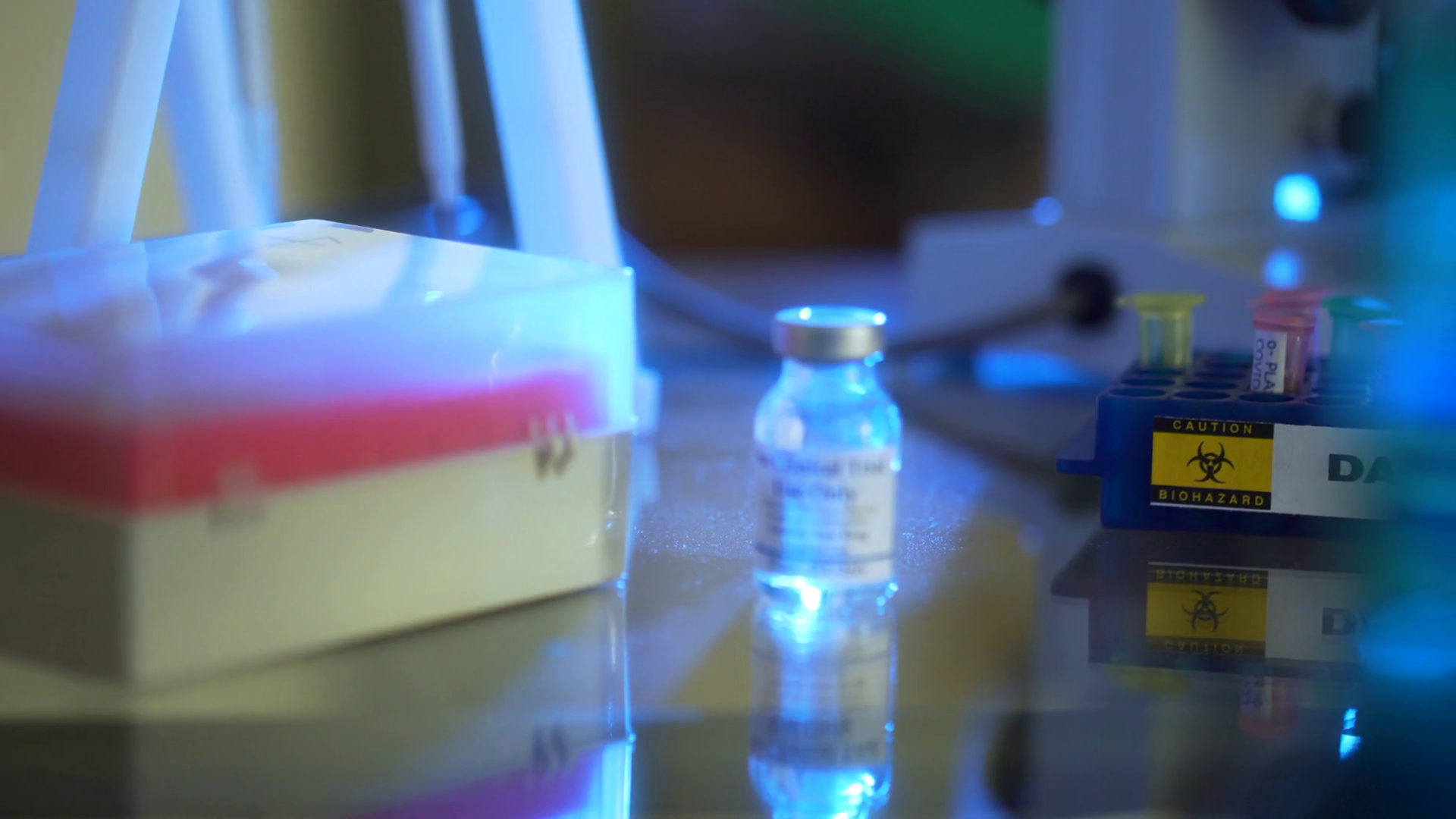 Dolly Testing Laboratory Of Covid 19 Vials Stock Footage SBV338586663