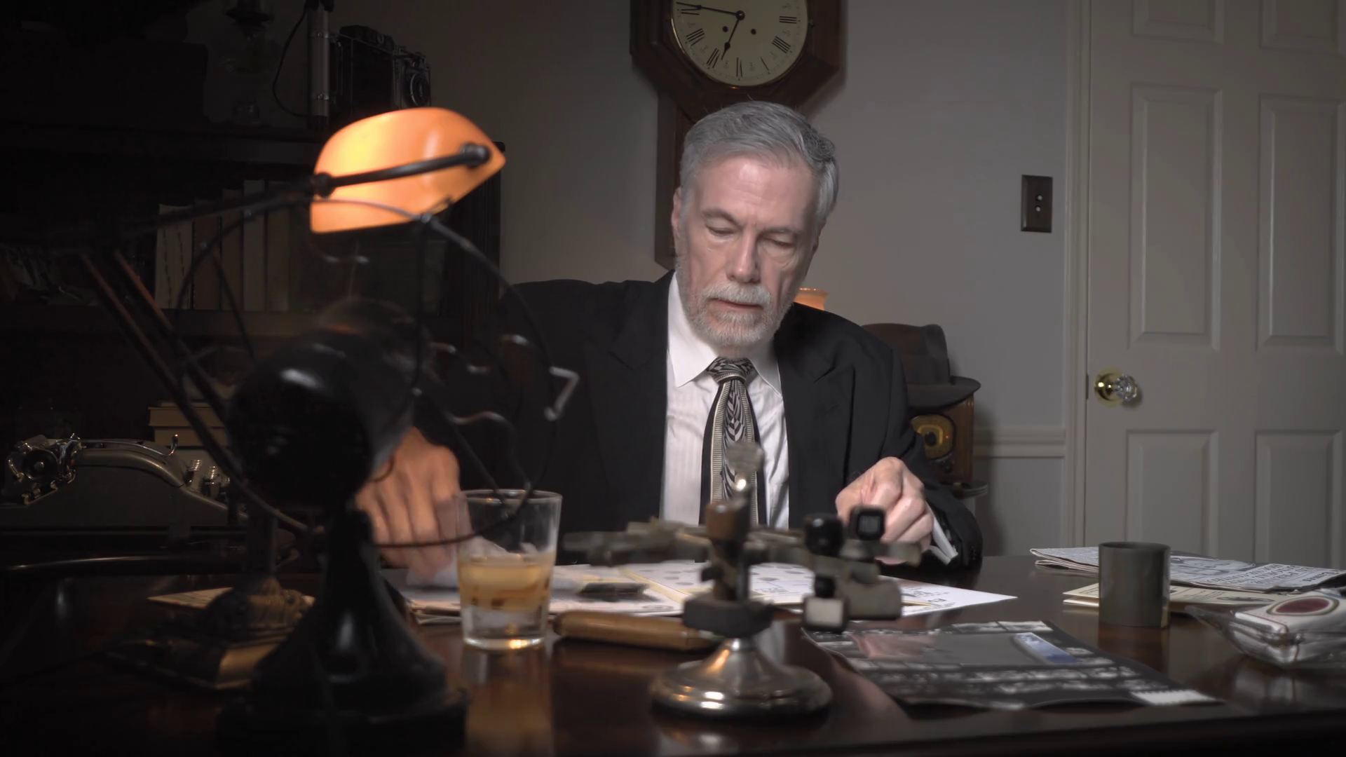 Film Noir Detective Looking At Evidence Stock Footage SBV-347729507 ...