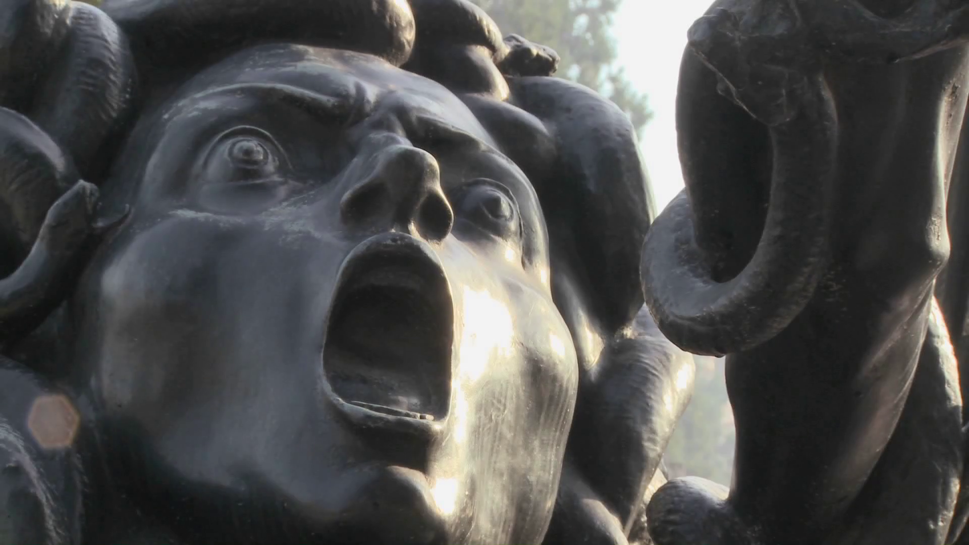 A Statue Of Medusa Seems To Be Crying Out In Stock Footage SBV ...