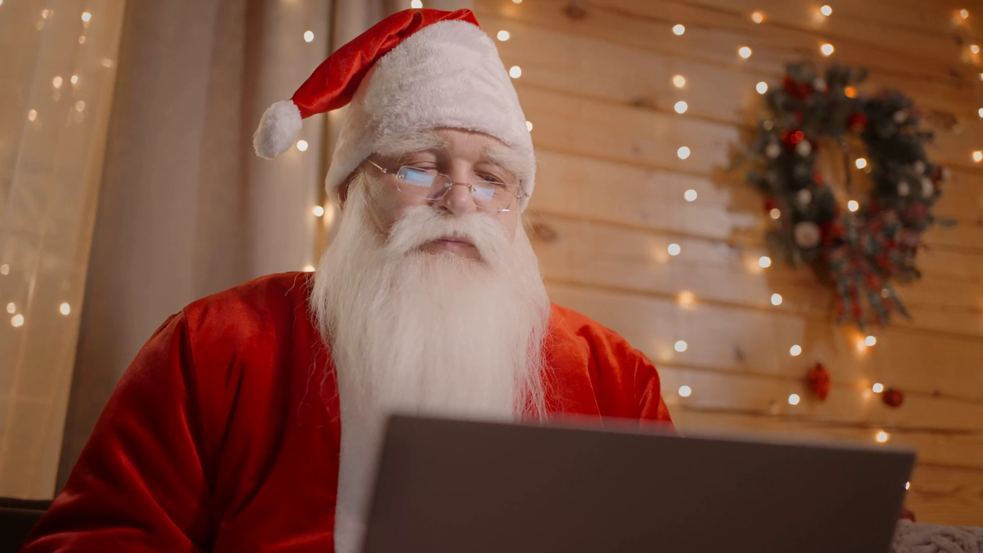 Close-up Of Santa Claus Working Remotely Stock Footage SBV-346730886 ...