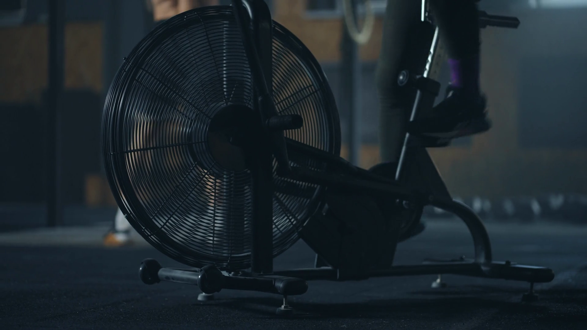 Cardio Training On Stationary Bike With Fan Stock Footage SBV347309923