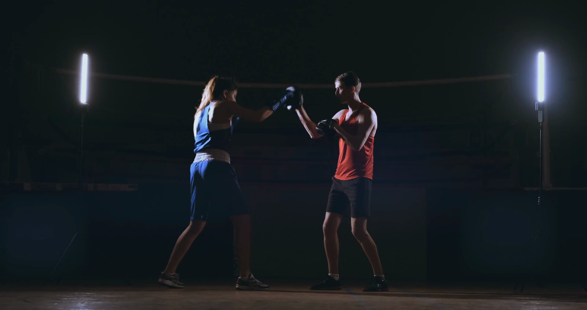 Beautiful Kickboxing Woman Training Punching Stock Footage SBV