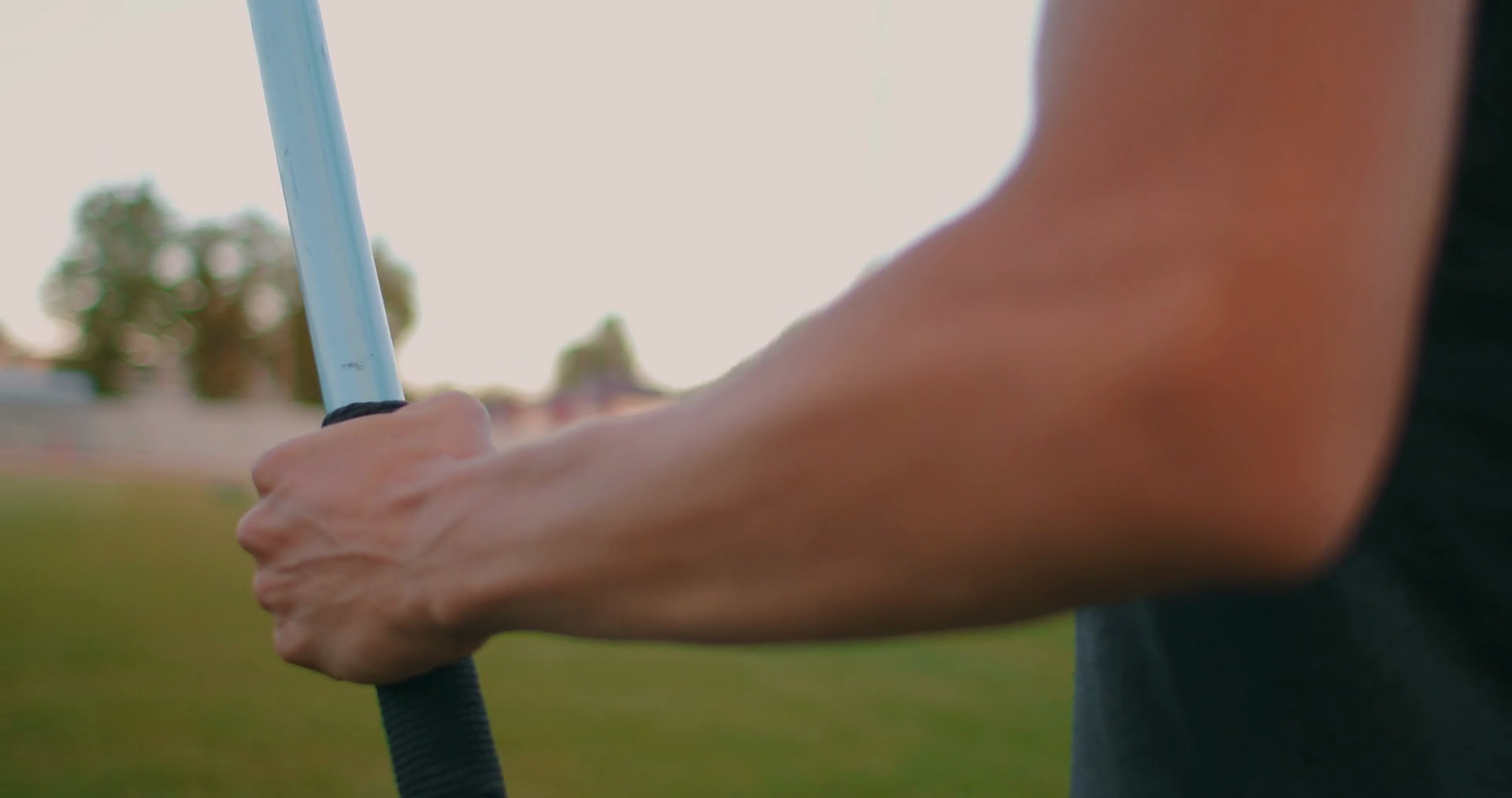 Closeup Hand Male Athlete At Stadium Takes Stock Footage SBV