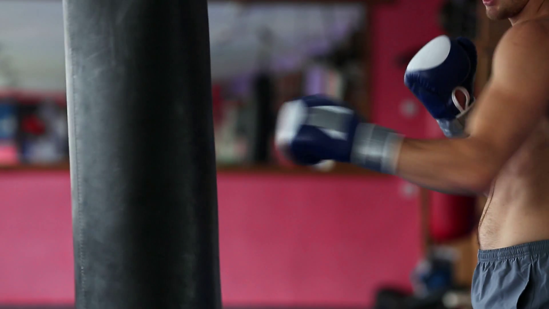 Muscular Male Professional Boxer Trains Stock Footage SBV319210126