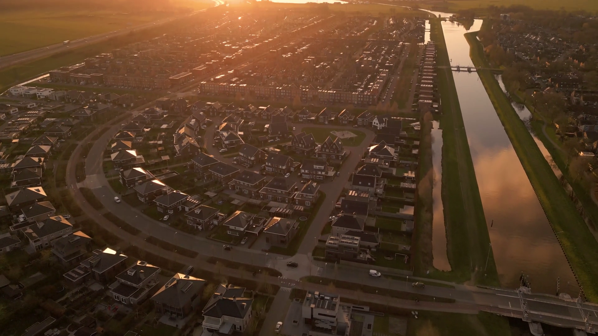 Golden Hour Bathes Suburban Sprawl In Warm Stock Footage SBV-351971046 ...