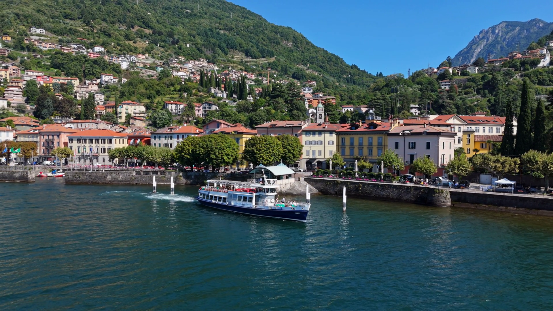 Aerial View Of Bellano On Lake Como Shoreline Stock Footage SBV ...