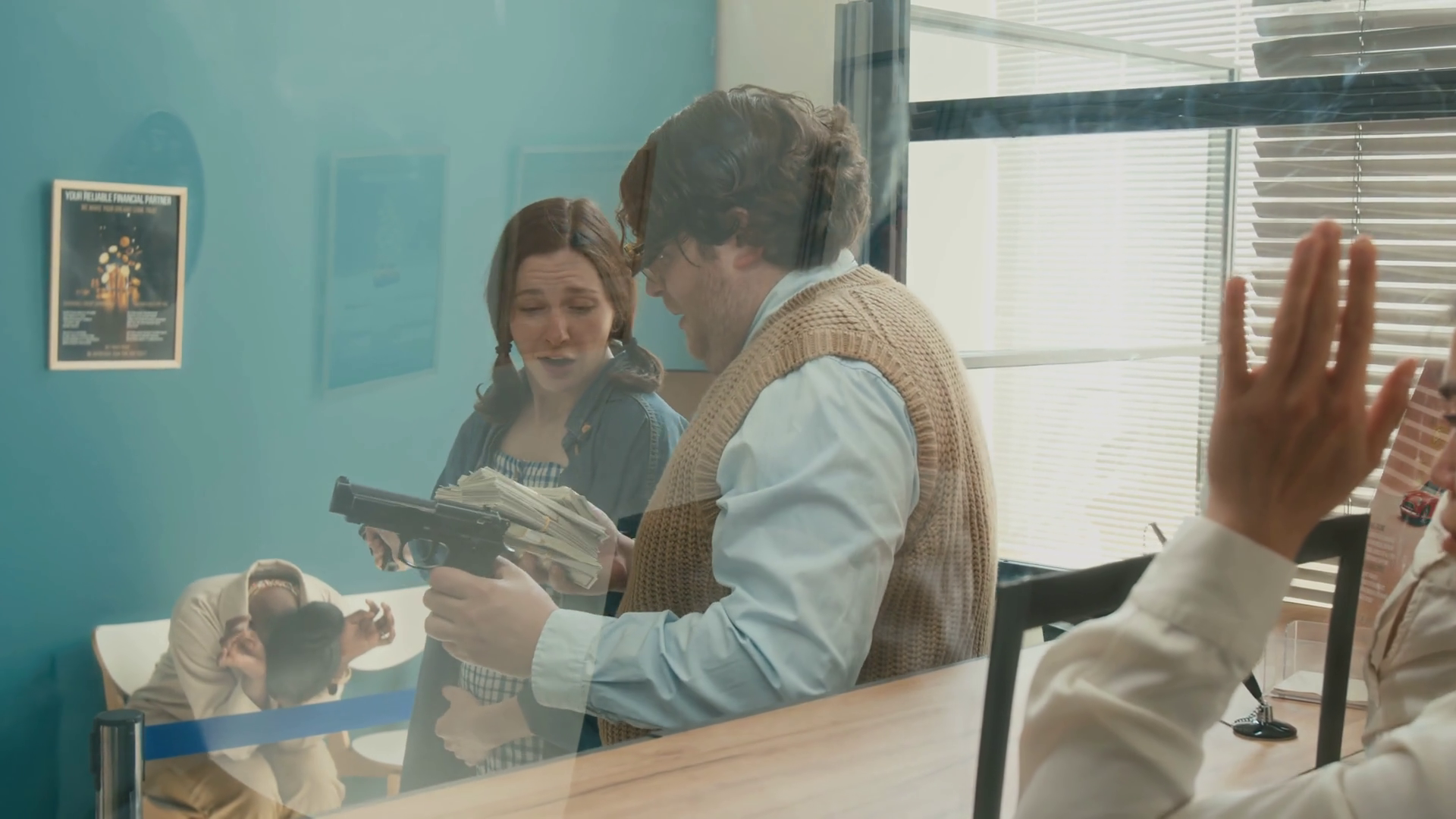 Shot From Behind Tellers Counter Of Male Stock Footage SBV-352297096 ...