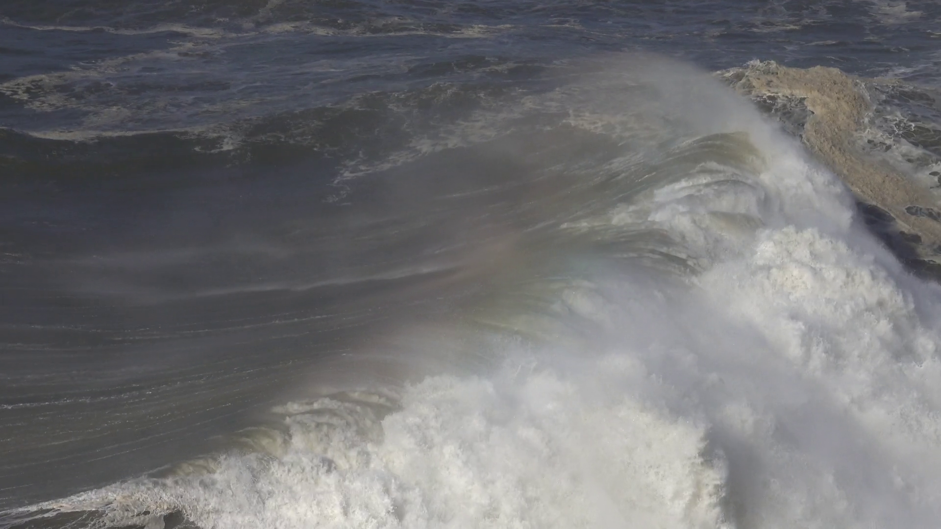 Large Foamy Wave Rolling On Surface Of Stock Footage SBV-348927020 ...