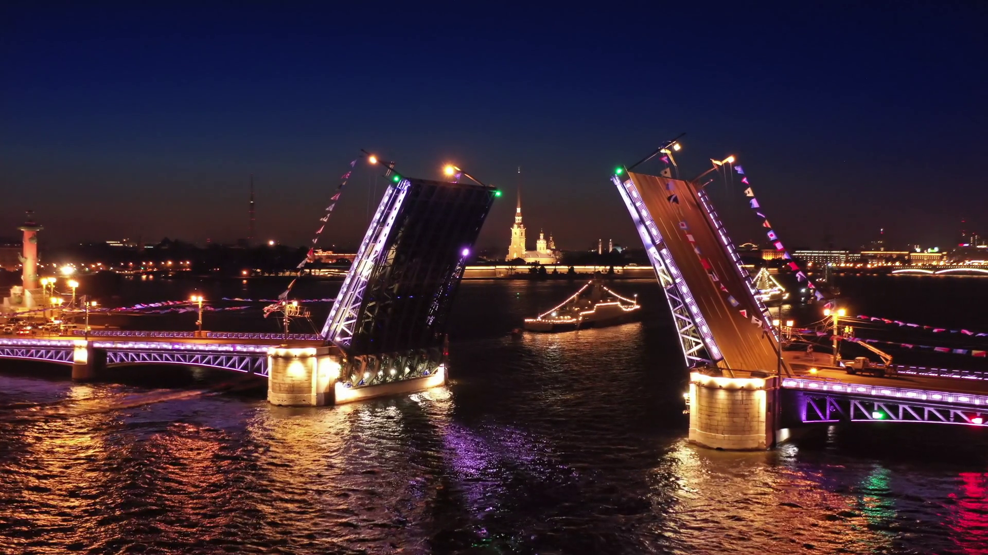 Aerial View Of Palace Bridge In St Petersburg Stock Footage SBV ...