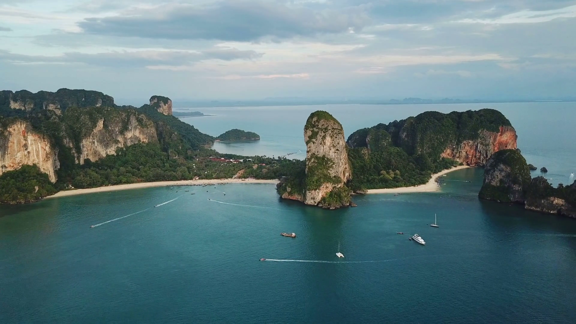 Aerial View Of Sea Rocks In Railay Krabi Stock Footage SBV-347305857 ...