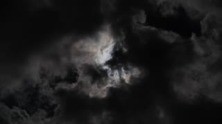 full moon moving between clouds, 4k