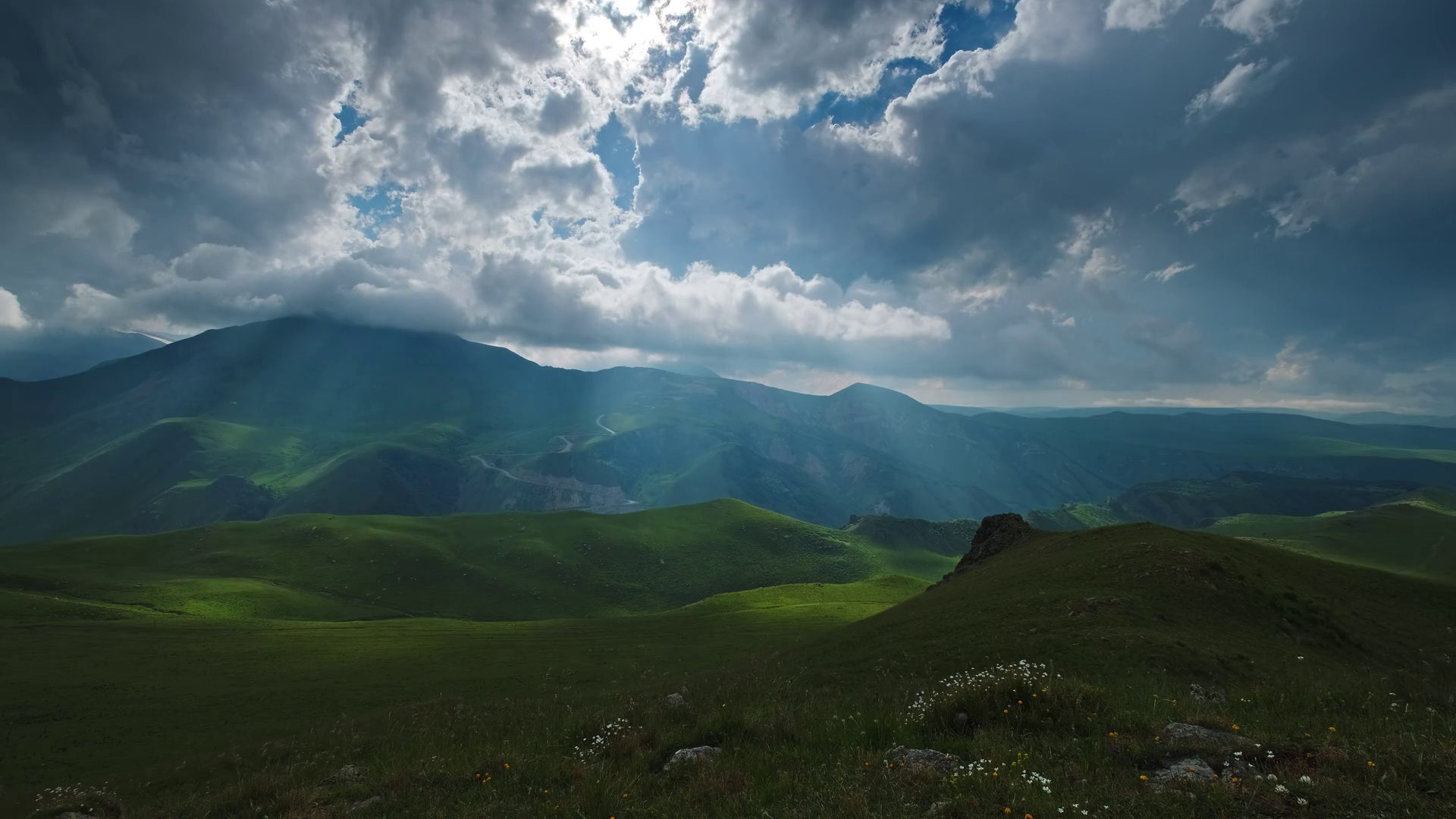 Mountain Landscape With Sun Rays Stock Footage SBV-347330626 - Storyblocks