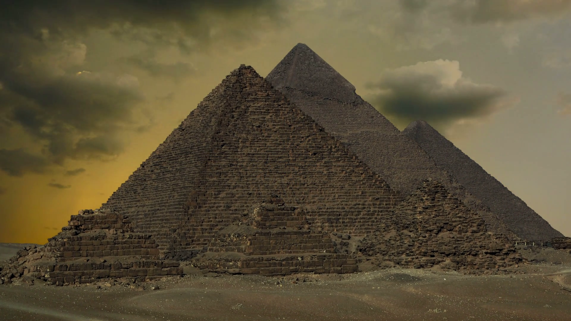 Sunset Clouds Over Great Pyramids At Giza Stock Footage SBV-348922497 ...