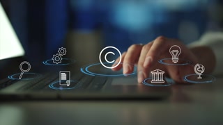 Digital copyright or patent concept. Author rights and patented intellectual property.