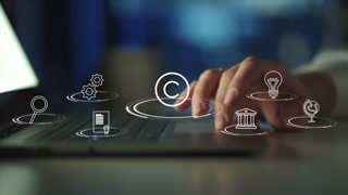 Digital copyright or patent concept. Author rights and patented intellectual property.