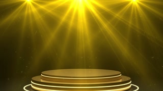 Gold Podium for Product Presentation Abstract Empty Golden Award Platform Stage Background Golden