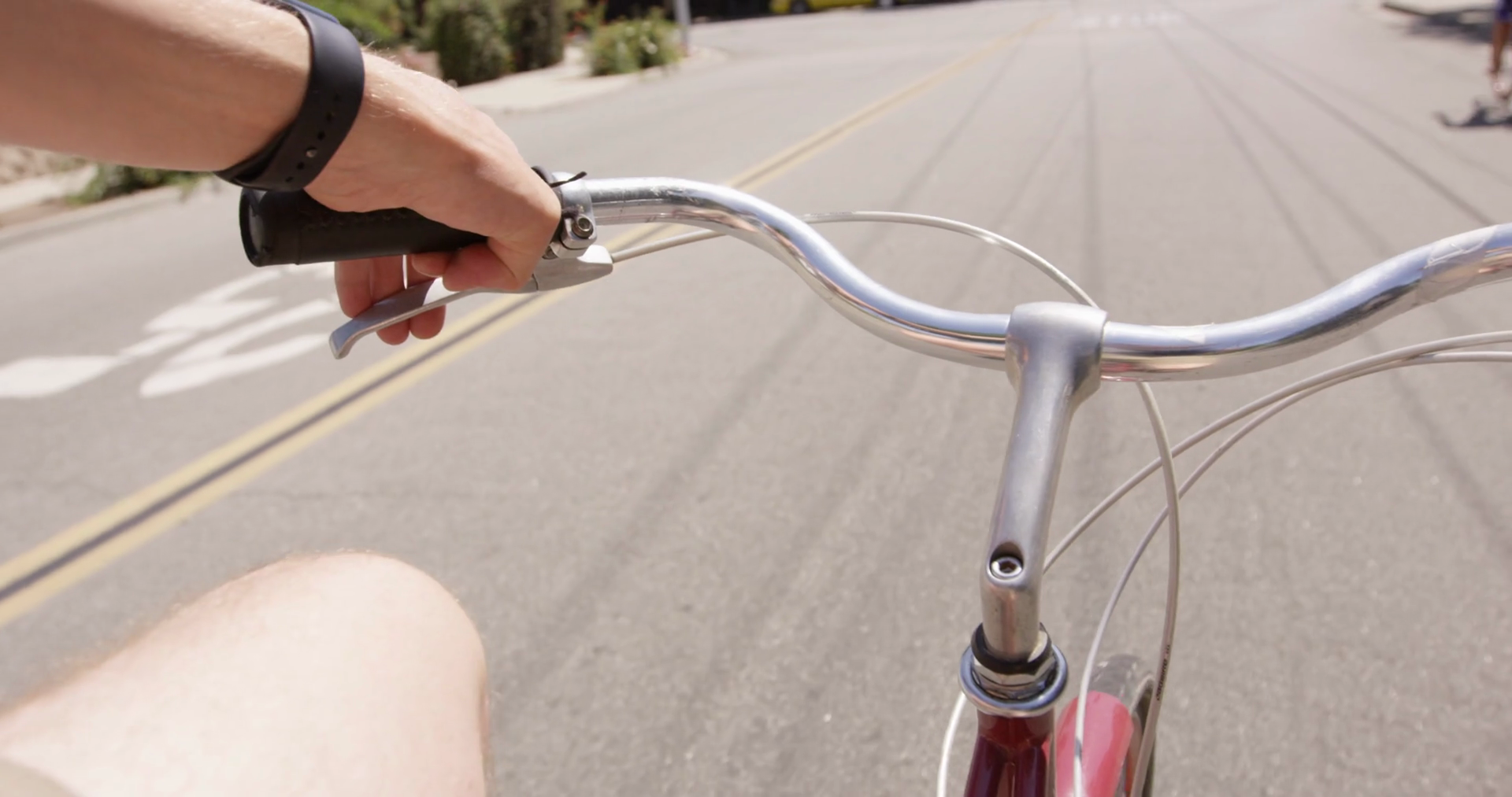 Riding Cruiser Bicycle Down Street First Stock Footage SBV347707673