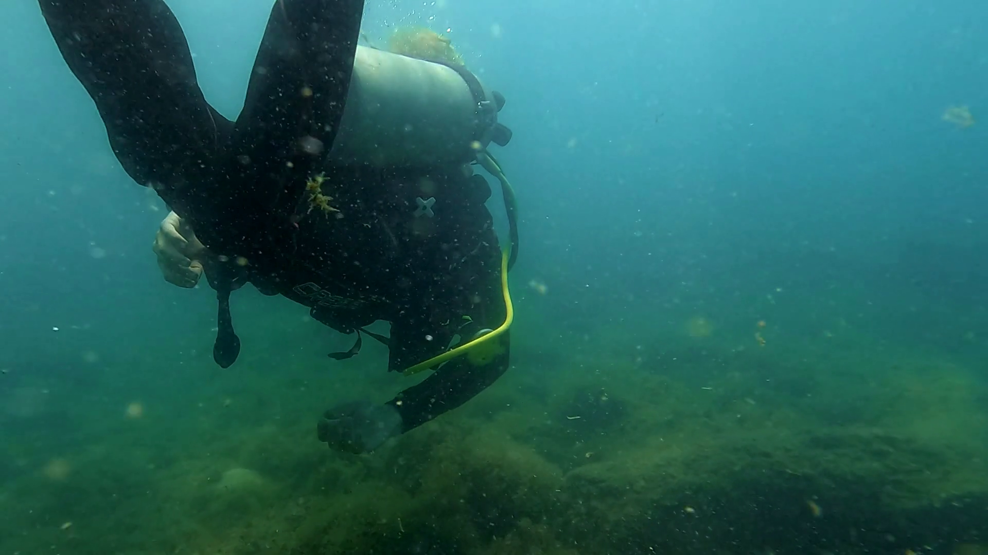 Scuba Diver Swimming In Strong Currents From Stock Footage SBV