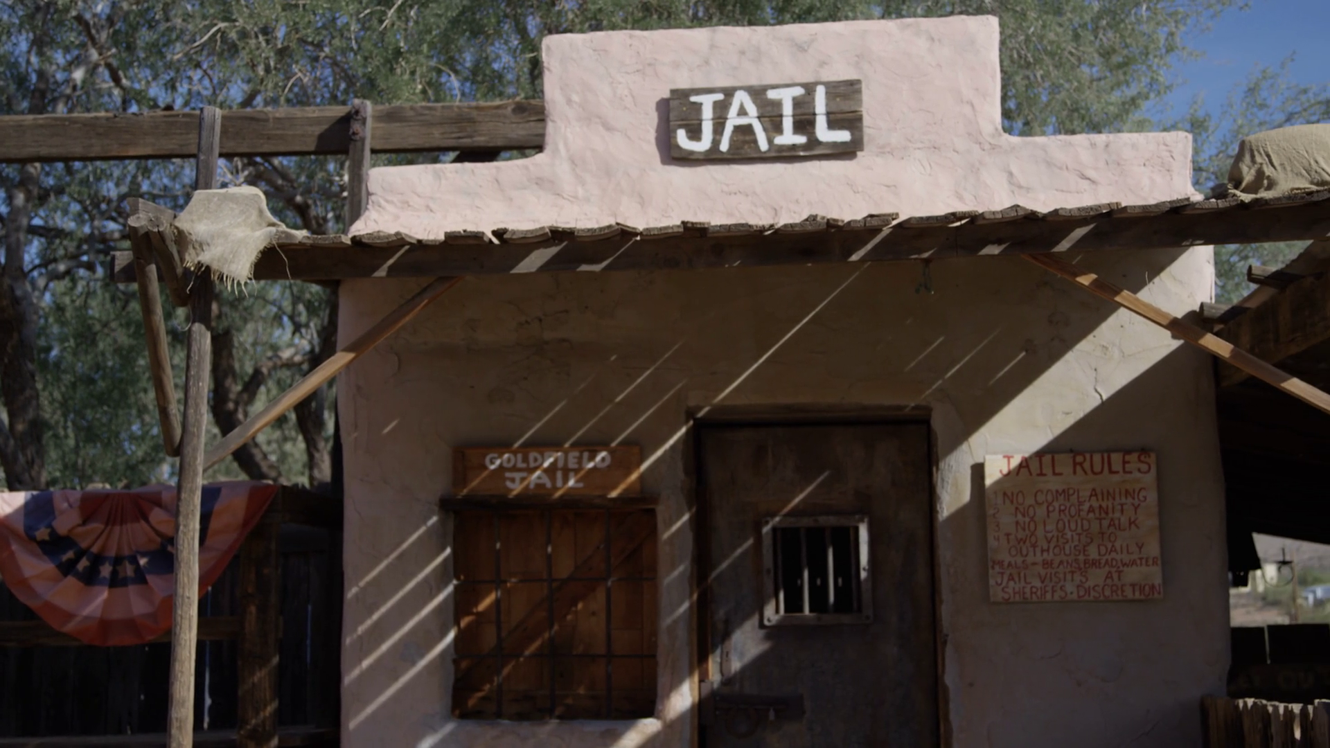 Old West Town Jail Slow Pan Front Of Building Stock Footage SBV ...