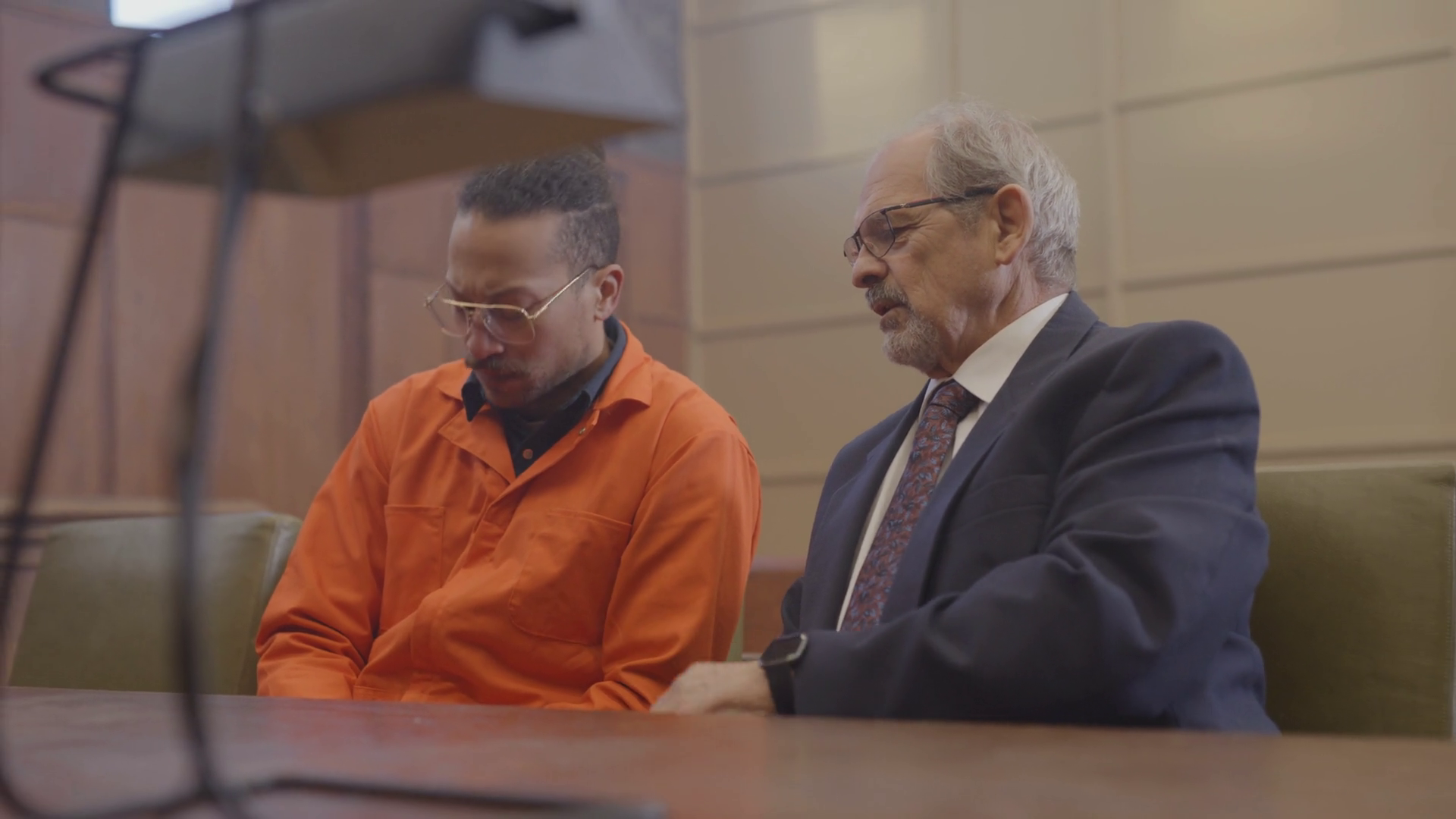 Zoom Out From Lawyer Client Talking In Court Stock Footage SBV ...