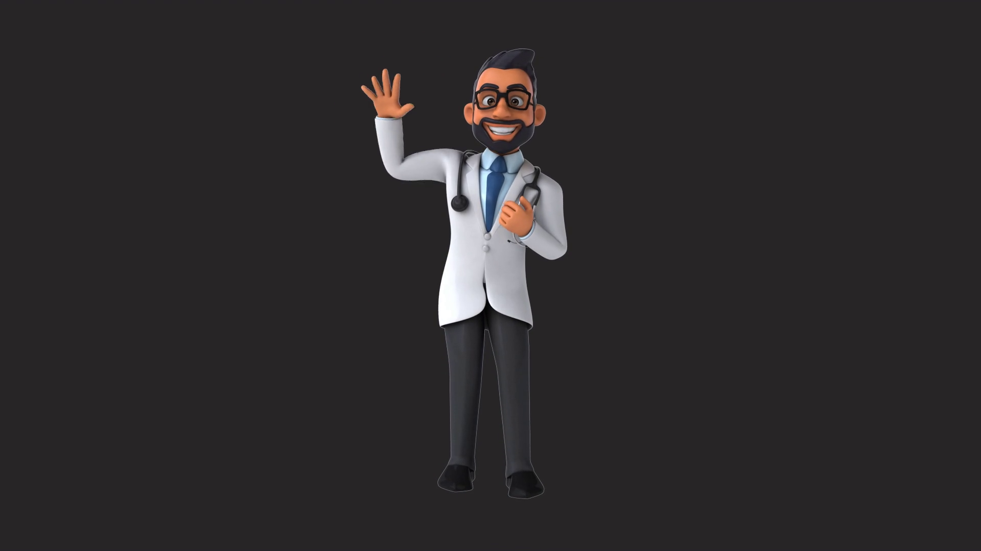 Fun 3d Cartoon Doctor Waving (with Alpha Stock Footage SBV-351745155 ...