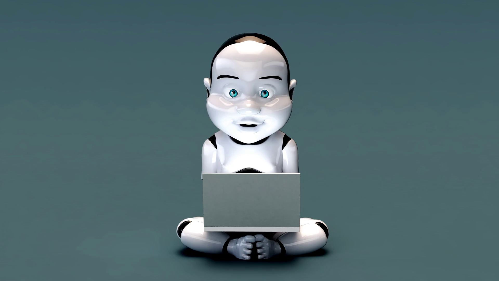 4K concept animation of a baby robot coding Motion Background 0008 SBV