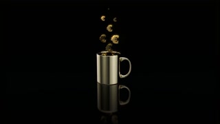 Concept of a steaming cup of coffee with money