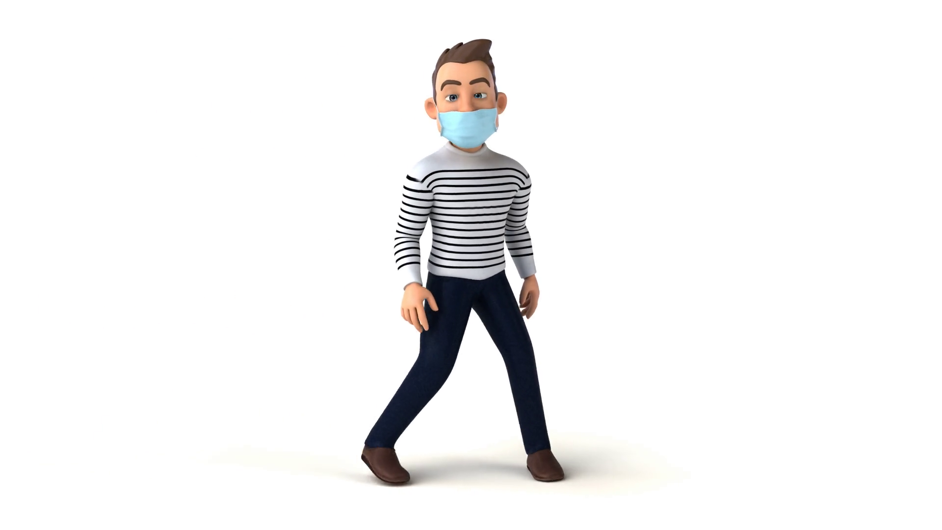 Fun 3d Cartoon Man With Mask Walking Stock Motion Graphics SBV ...