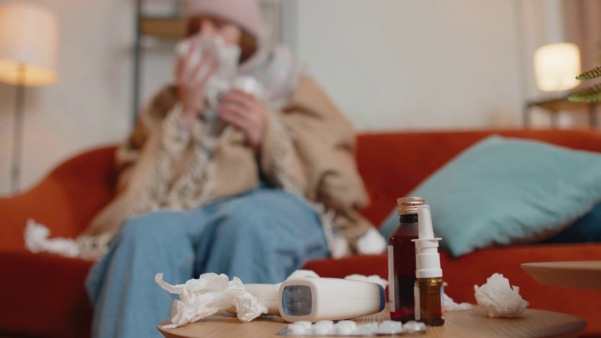 Sick Cold Woman Suffering From Cold Allergy Stock Footage SBV-352733105 ...
