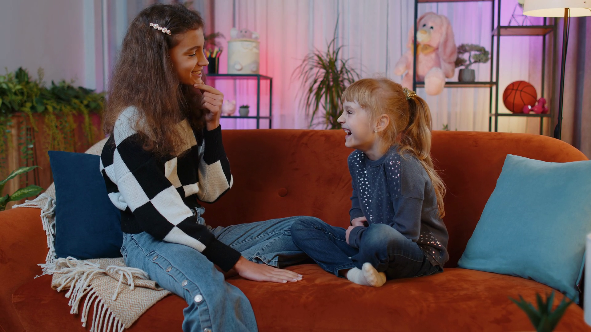 Siblings Children Girls Talking Making Stock Footage SBV-352116709 ...