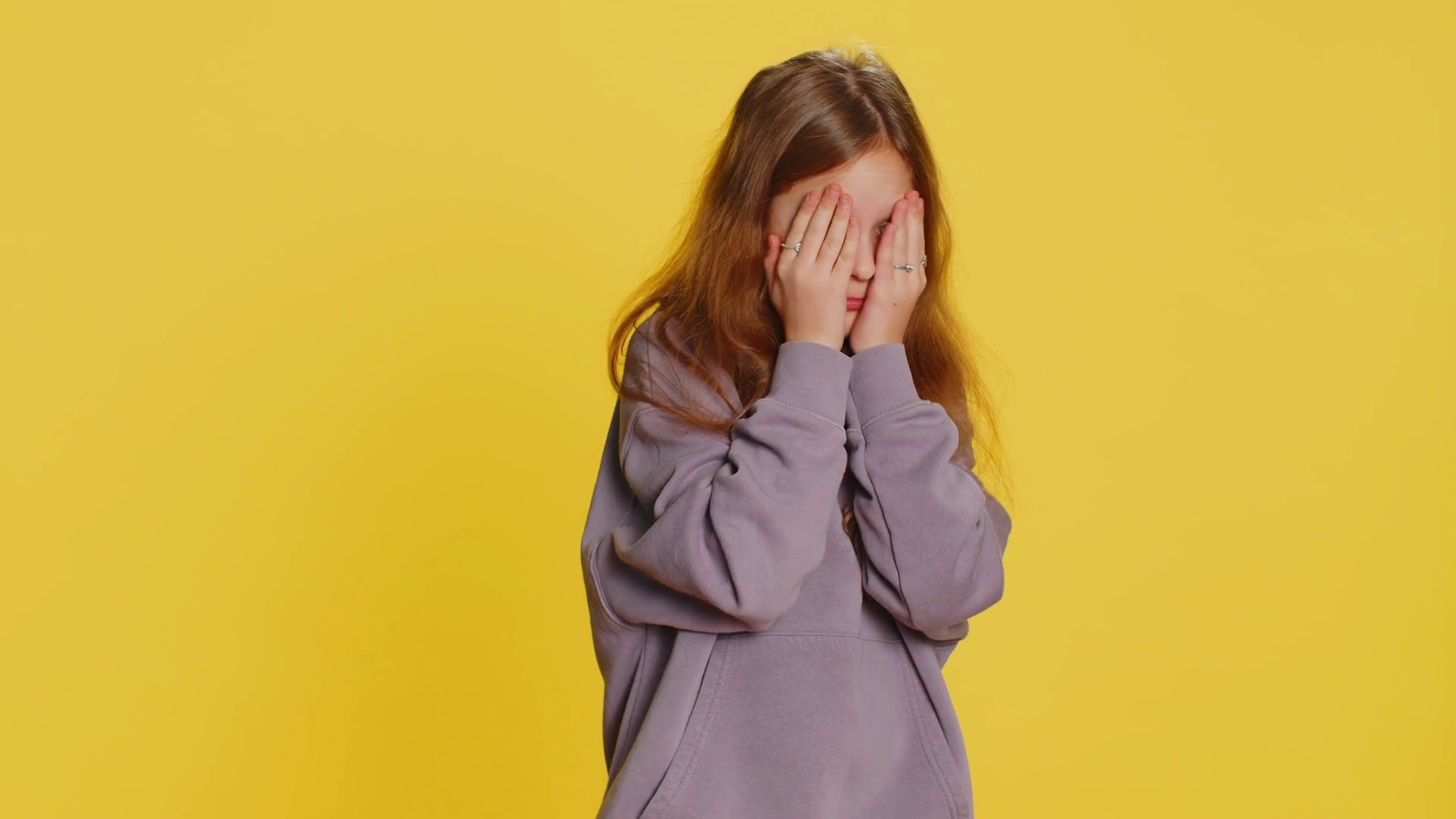 Afraid Shocked Child Girl Closing Eyes Stock Footage SBV-352390052 ...