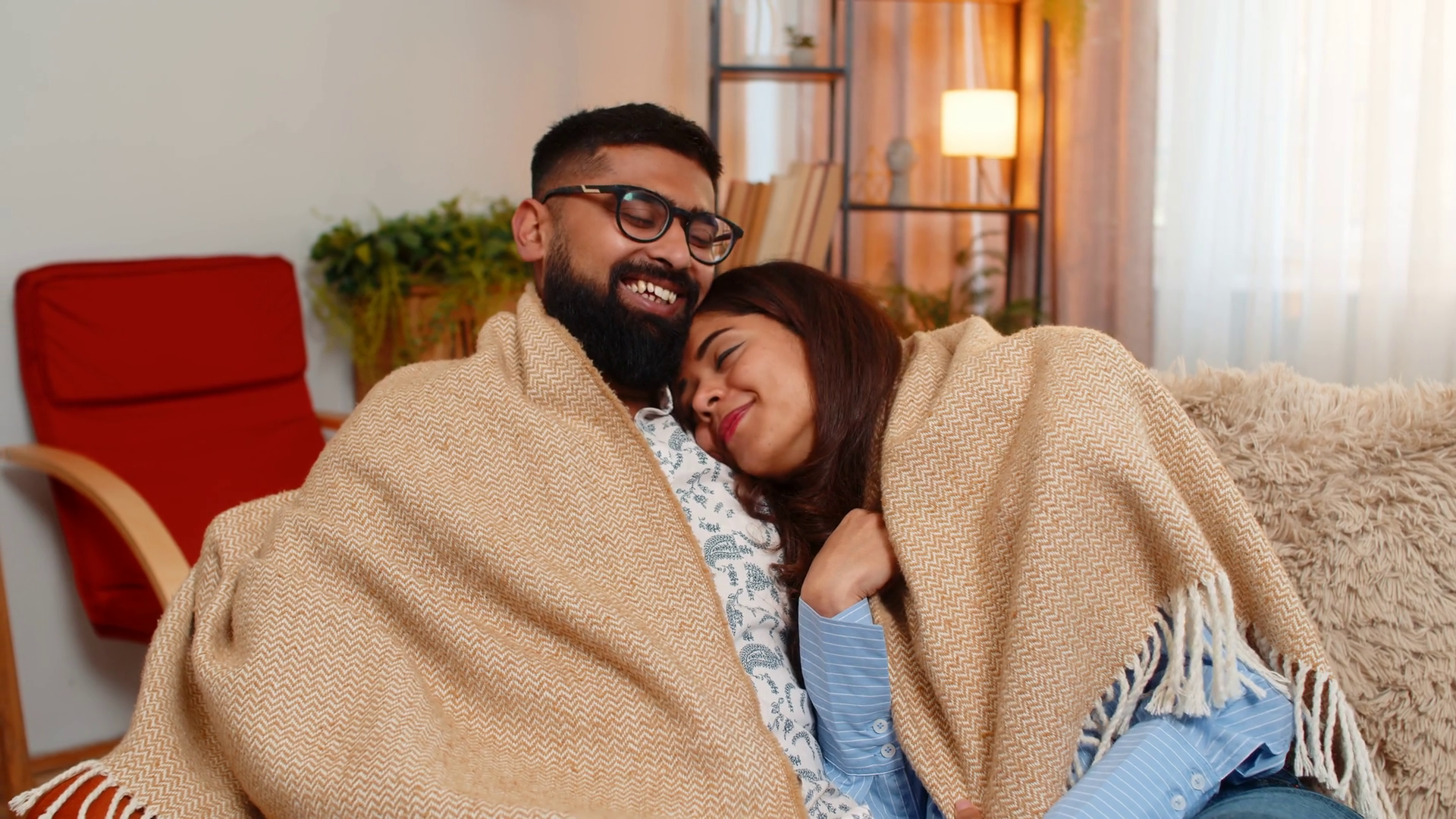 Indian Family Couple Man Woman Cuddling Stock Footage SBV-352128132 ...