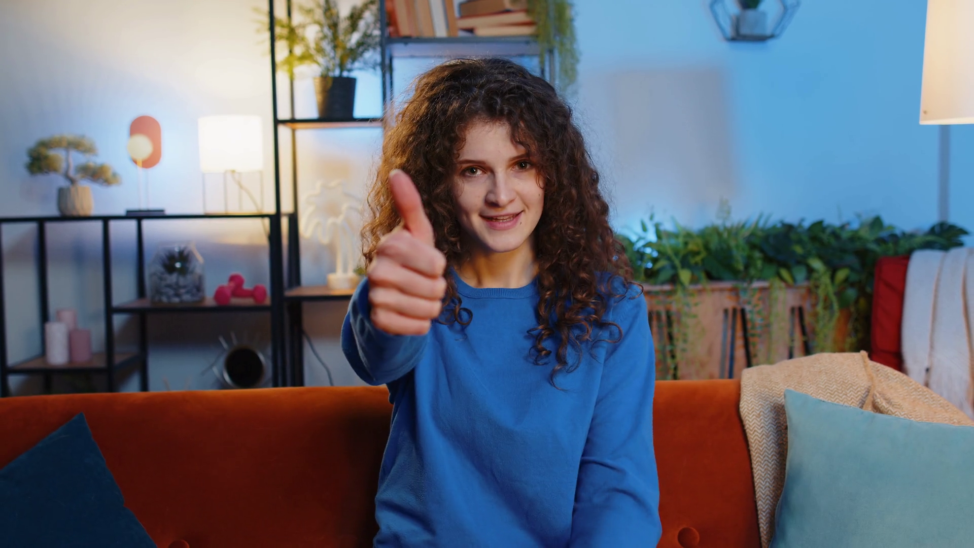 Happy Woman Showing Thumbs Up With Hands Stock Footage SBV-352441442 ...