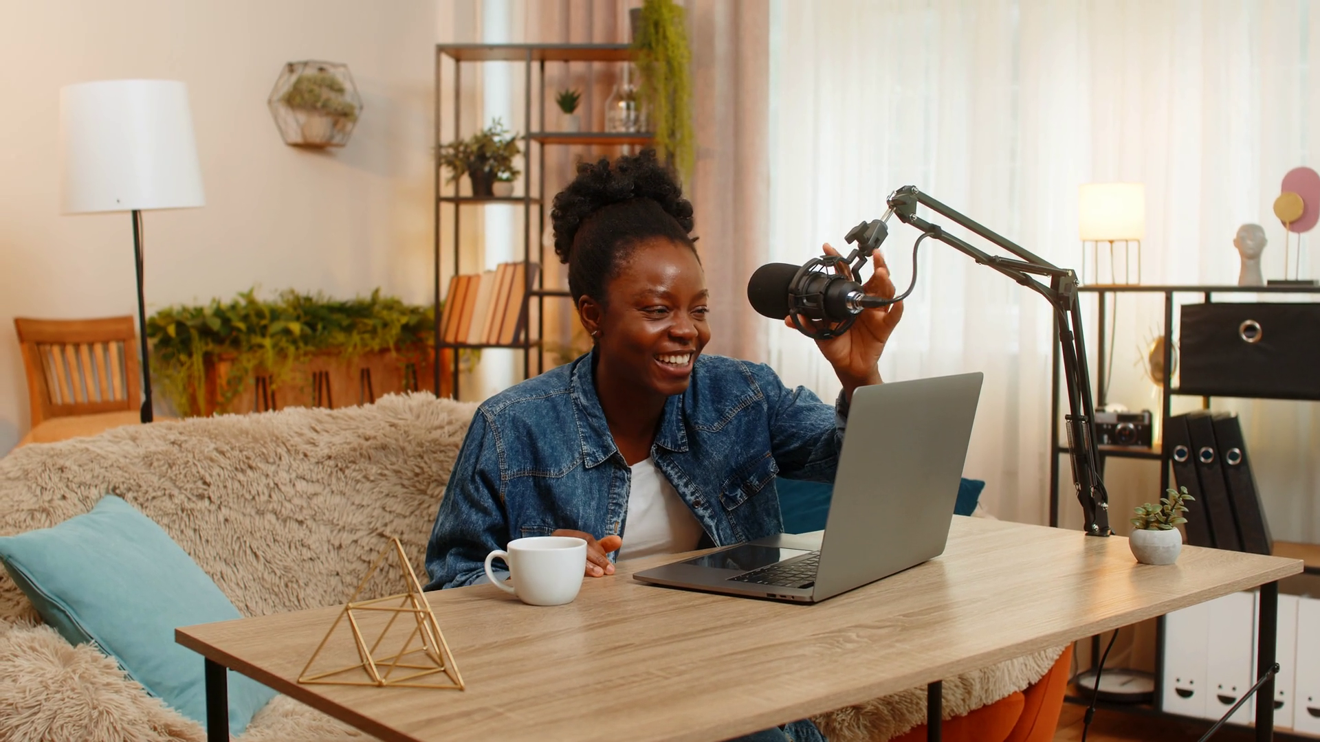 African American Blogger Woman Recording Stock Footage SBV-352439209 ...