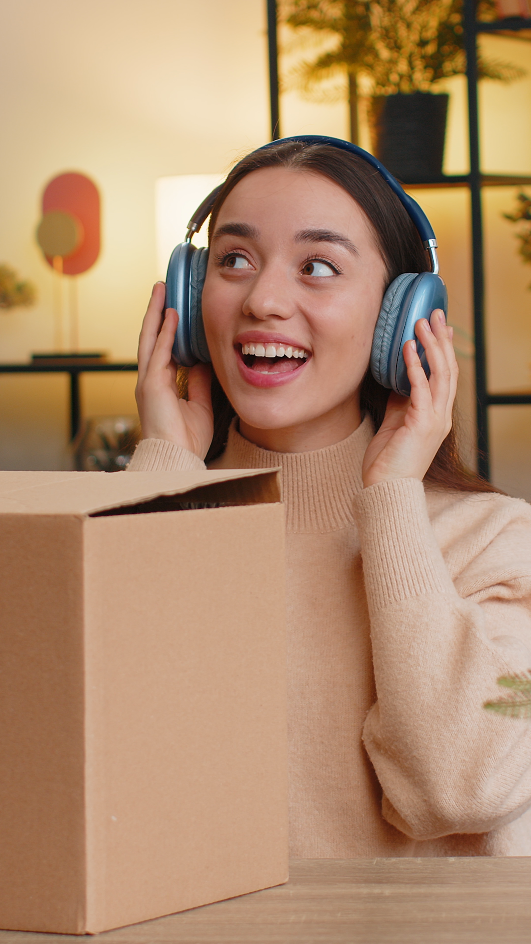 Happy Woman Shopper Unpacking Cardboard Box Stock Footage SBV-353224635 ...