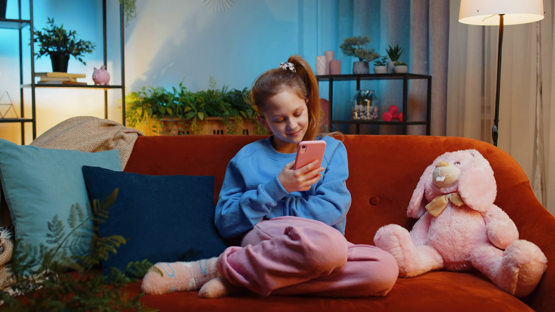 Young Child Kid Girl Texting Share Messages Stock Footage SBV-351873750 ...