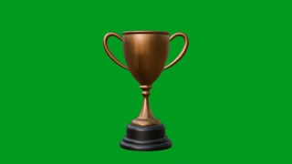 Bronze award winner trophy on green background. Full HD. 4K