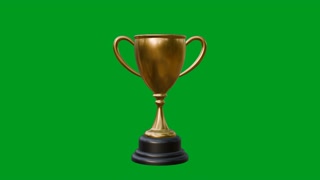 Golden award winner trophy on green background. Full HD. 4K