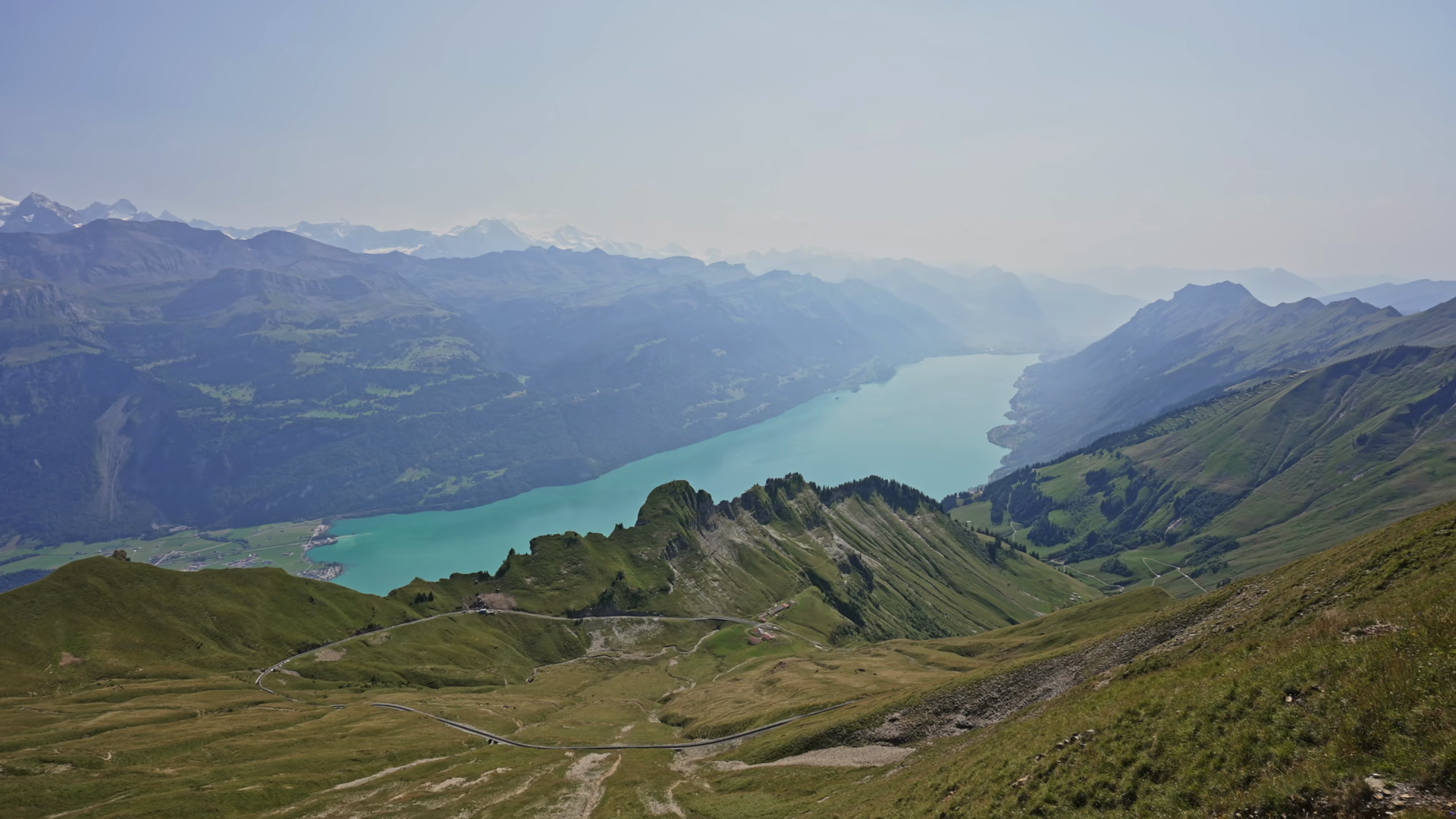 Aerial View Of Lake Brienz Swiss Alps From Stock Footage SBV-353997340 ...