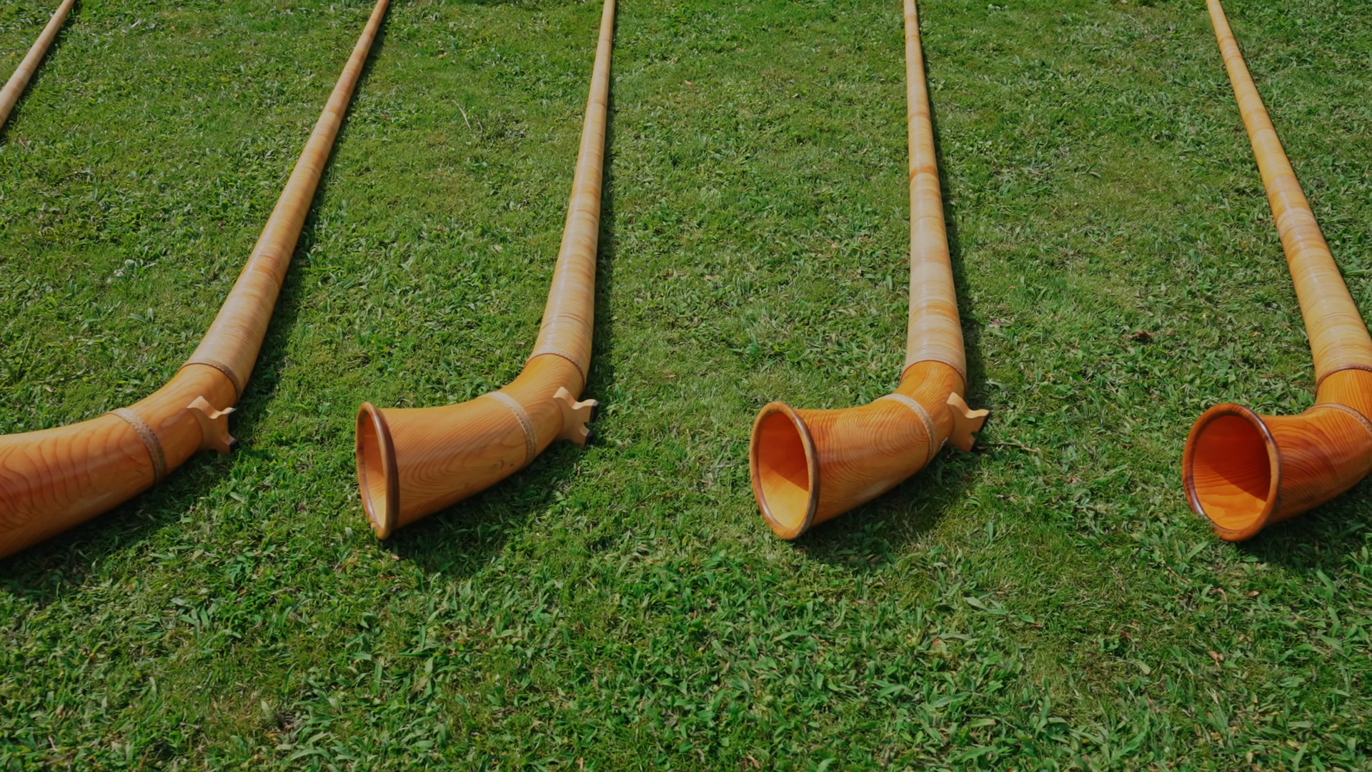 Traditional Swiss Alphorns Displayed On Stock Footage SBV-353731721 ...