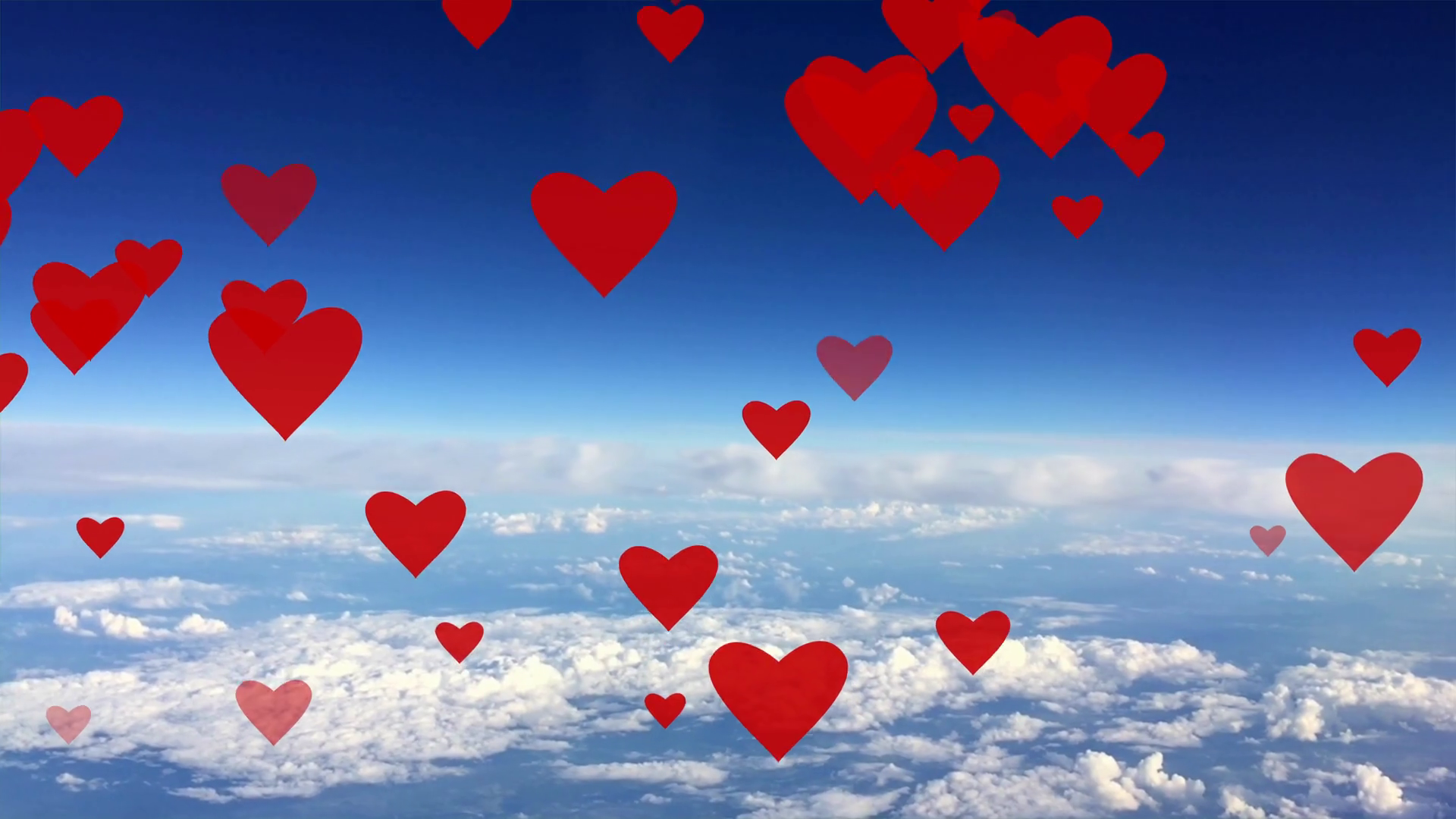 Red Hearts Rising Up On Background Blue Sky Stock Footage SBV320779471