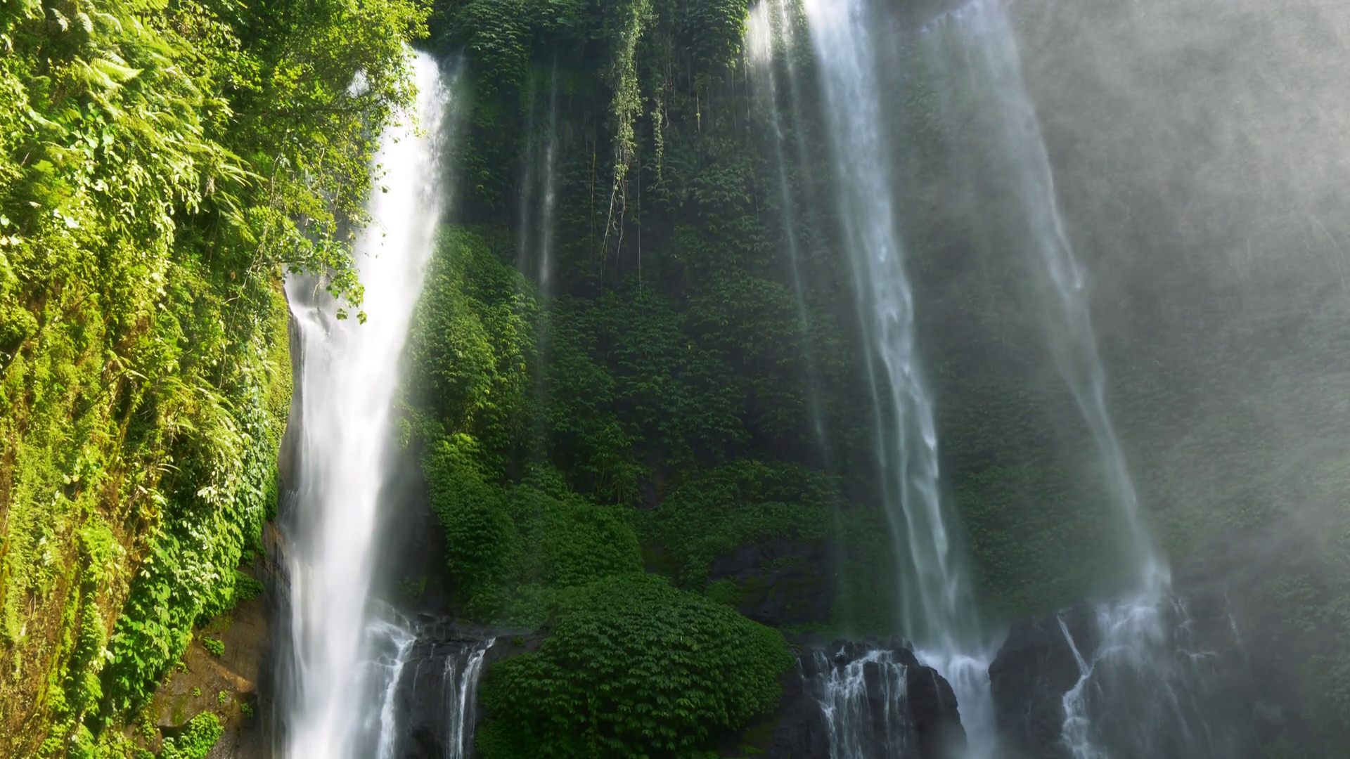 Delightful Waterfall In Tropics Water Flies Stock Footage SBV-352222077 ...