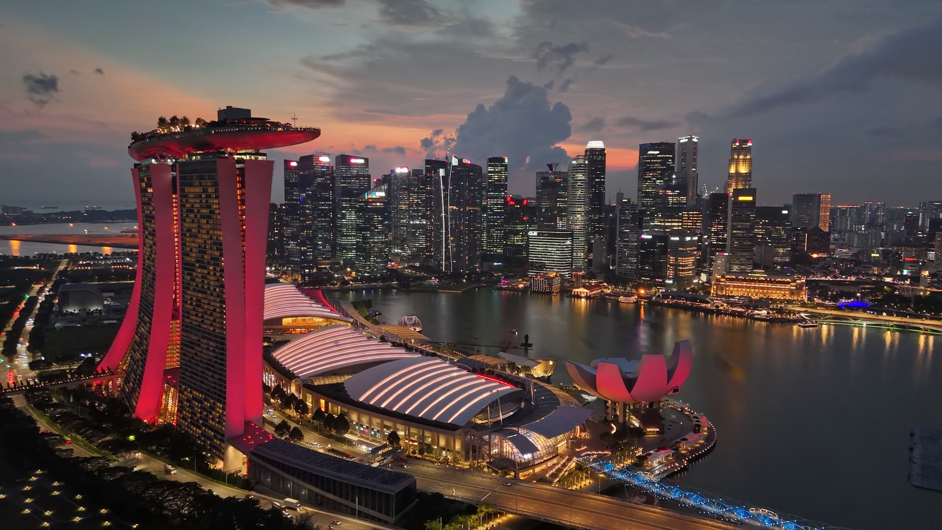 Aerial Sunset View Of Singapore City Skyline Stock Footage SBV ...